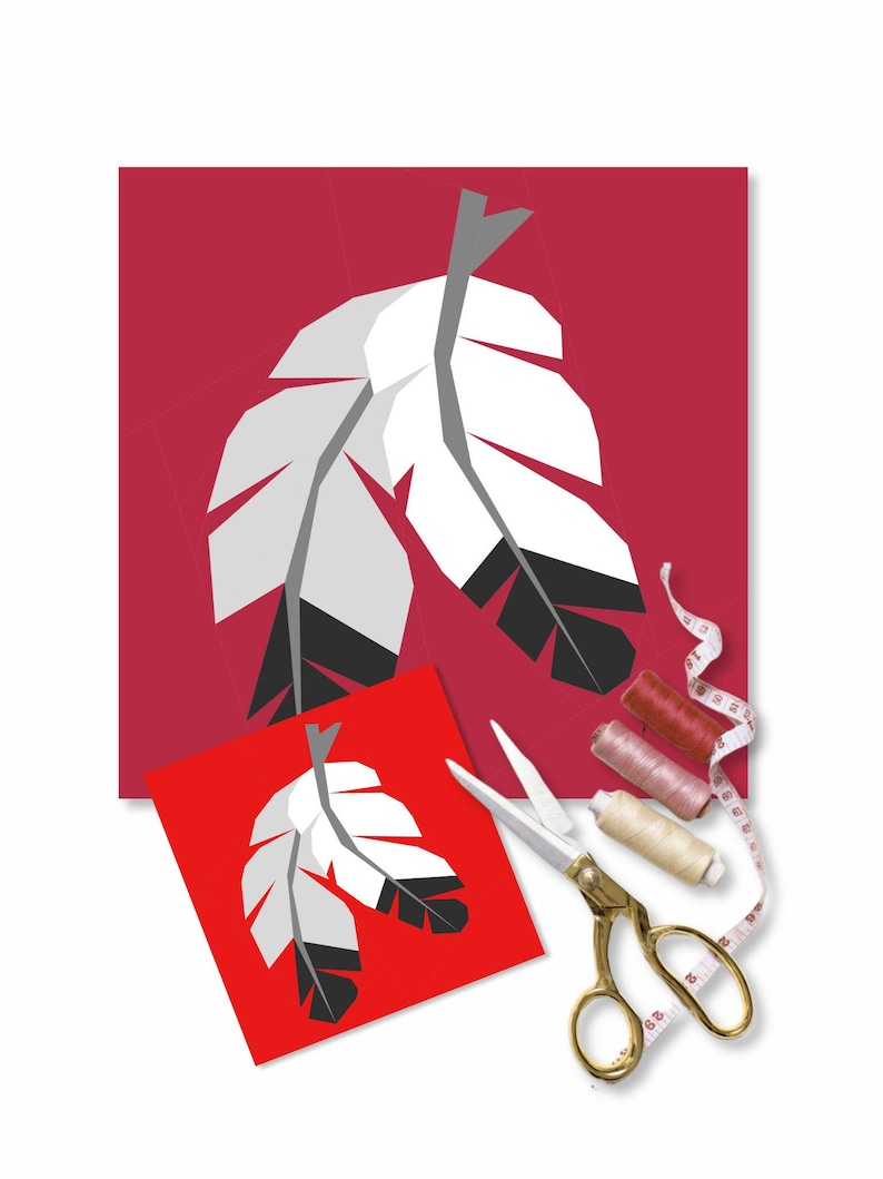 Feathers Quilt Block, 4 Sizes PDF Instant Download, Eagle Feathers FPP ...