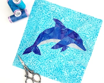 Dolphin Quilt Block Pattern, PDF Instant download, Nautical quilt block, Foundation Paper Piecing Pattern