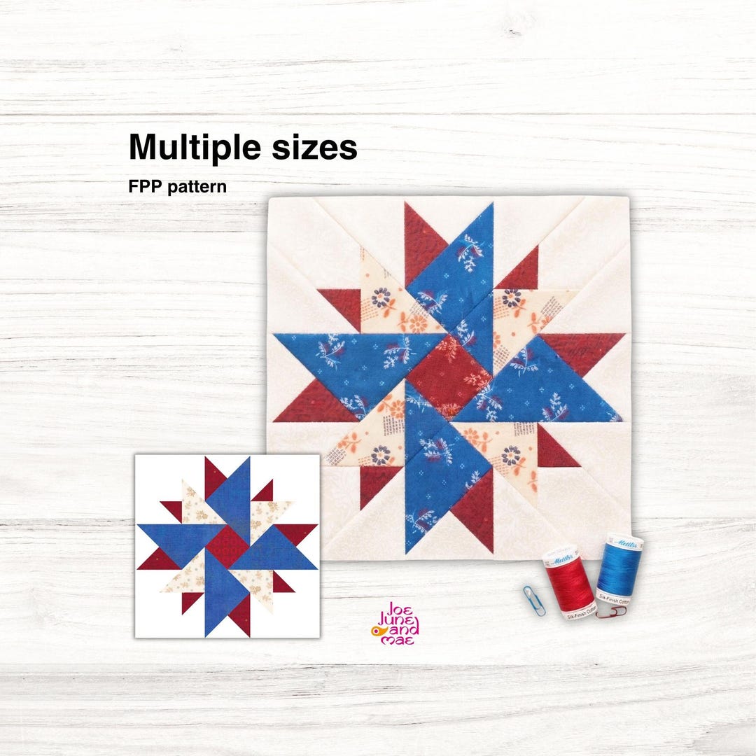 Double Aster 5 Sizes Quilt Block , Pdf Instant Download, FPP Pattern - Etsy