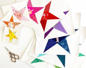 5strahliger Stern, 9 Größen PDF Sofort-Download, Classic Star FPP Pattern