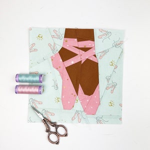 Ballet Slippers Quilt Block Pattern: Foundation Paper Piecing (PDF Download)