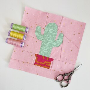 cactus in plant pot quilt block