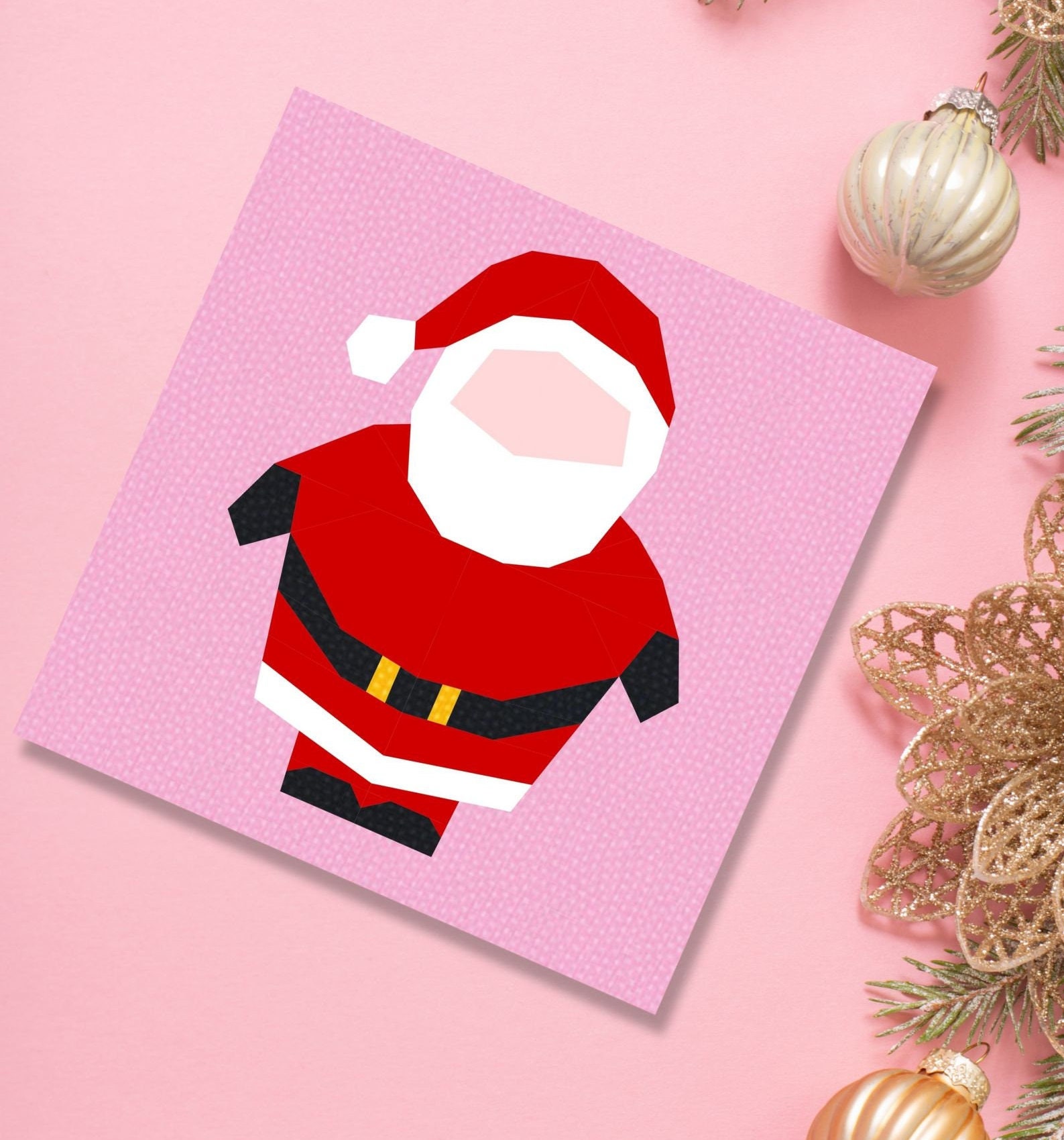 Pattern Block Santa Santa Quilt Block, 4 Sizes PDF Instant Download, Foundation Paper ...