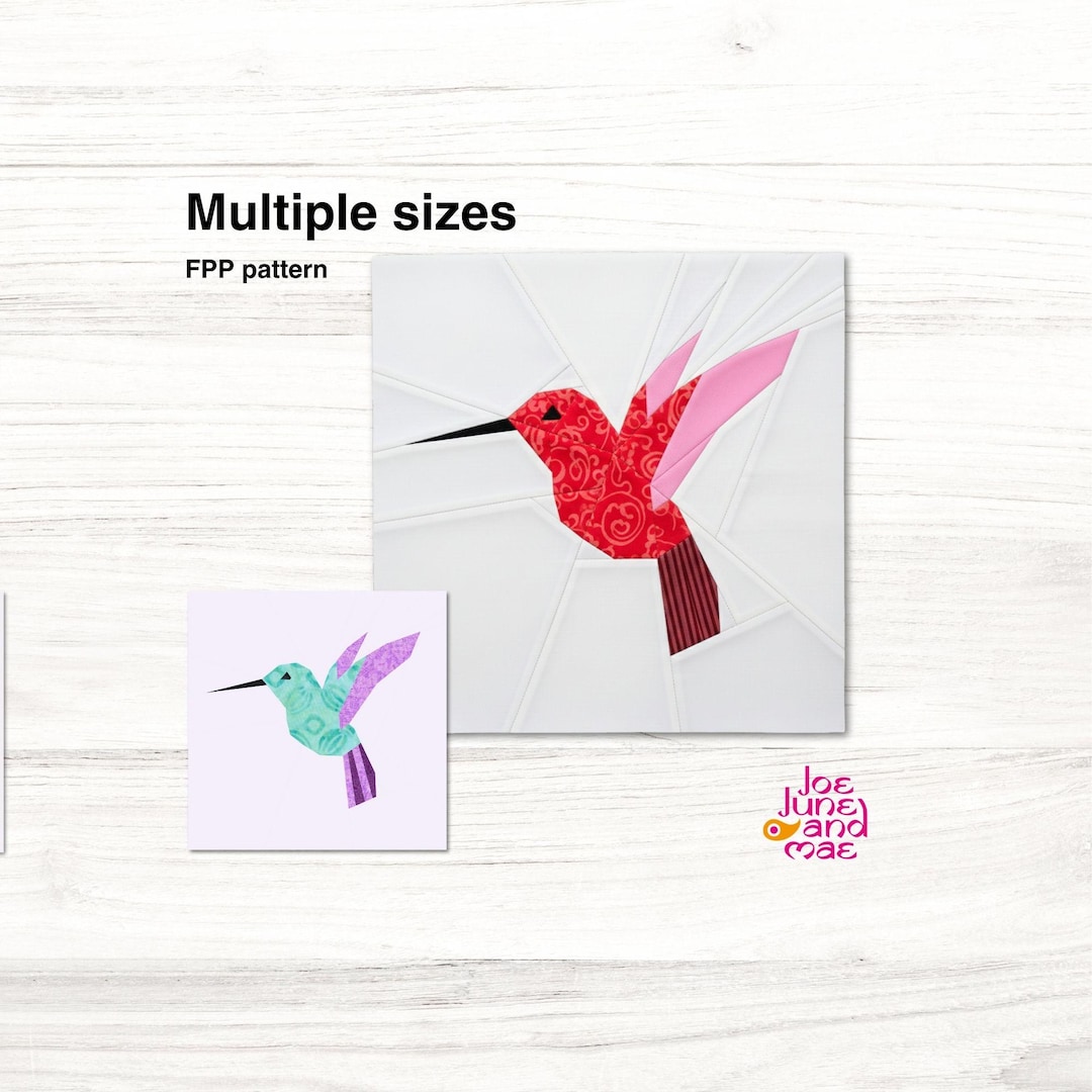 Hummingbird 5 Sizes Quilt Block Pattern, PDF Instant Download ...