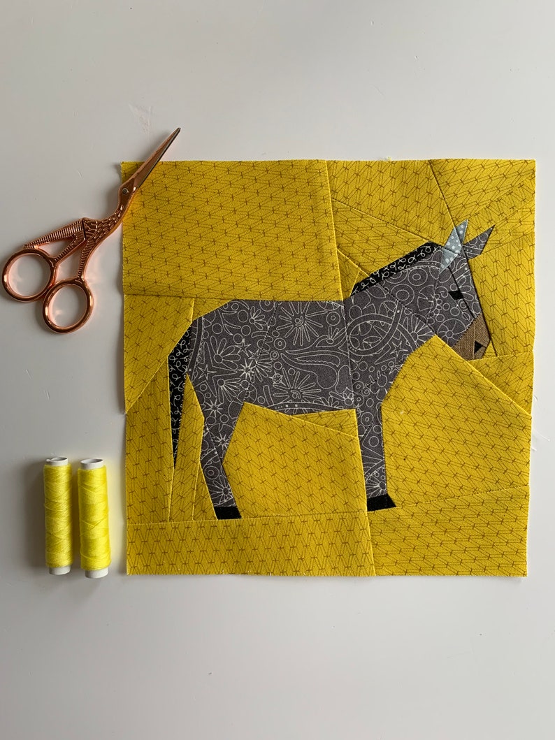 Donkey Quilt Block Pattern PDF Instant Download Patchwork Etsy