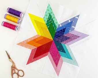 Triple Star quilt block, 4 sizes PDF instant download, Foundation Paper Piecing Pattern