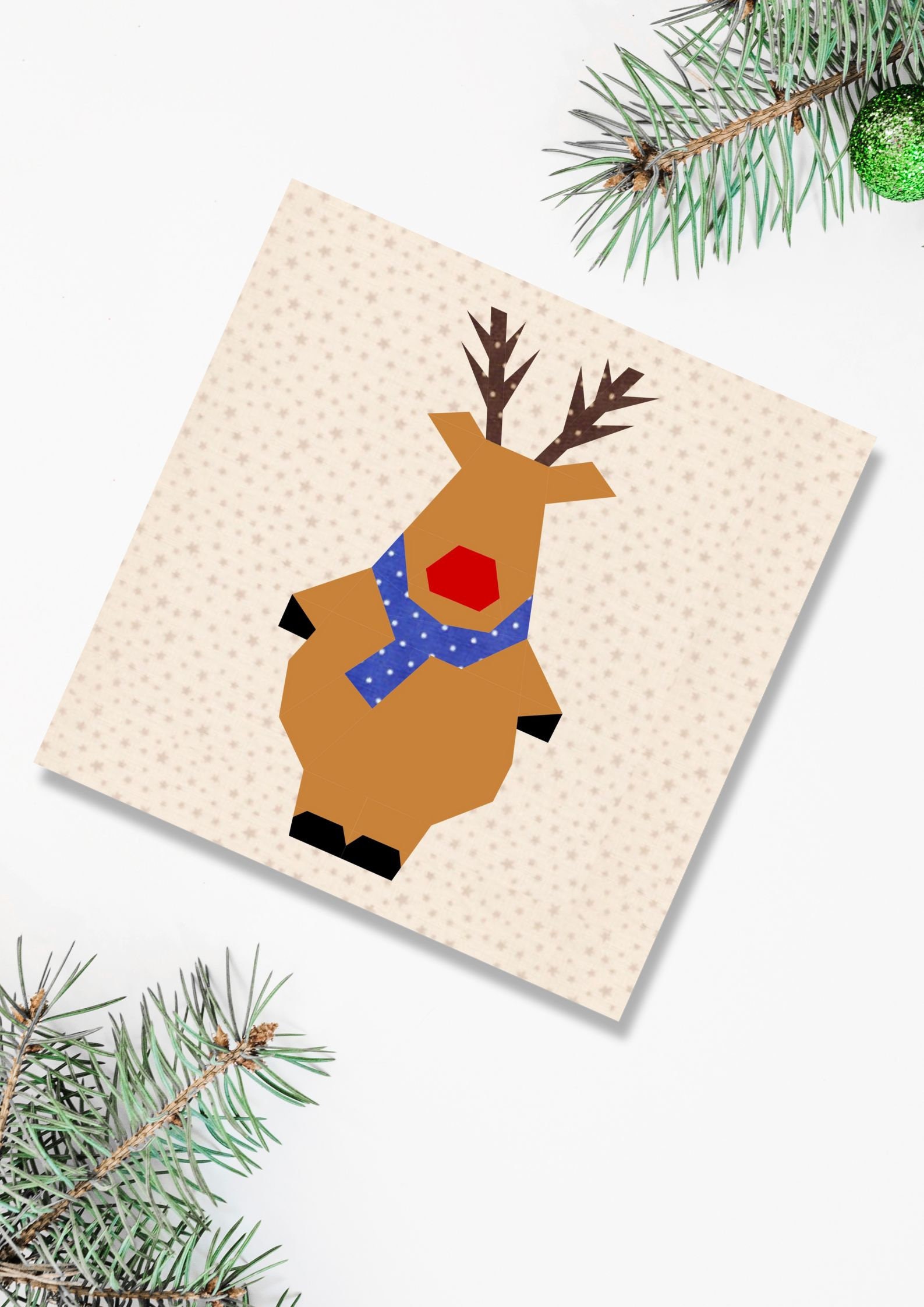Rudolph Block Letters Rudolph Quilt Block, 4 Sizes PDF Instant Download, Foundation Paper ...