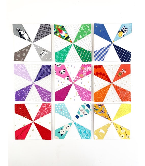 Kaleidoscope 9 sizes PDF instant download, Foundation Paper Piecing Pattern