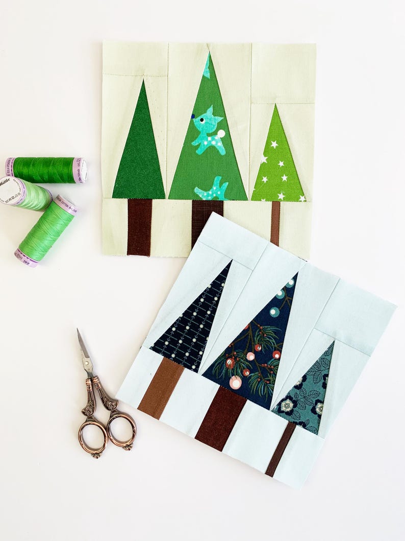 3 Tree, 6 Sizes PDF Quilt Block Pattern Instant Download, Foundation ...