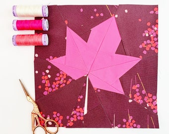 Maple leaf Quilt Block Pattern, PDF instant download, Foundation Paper Piecing Pattern