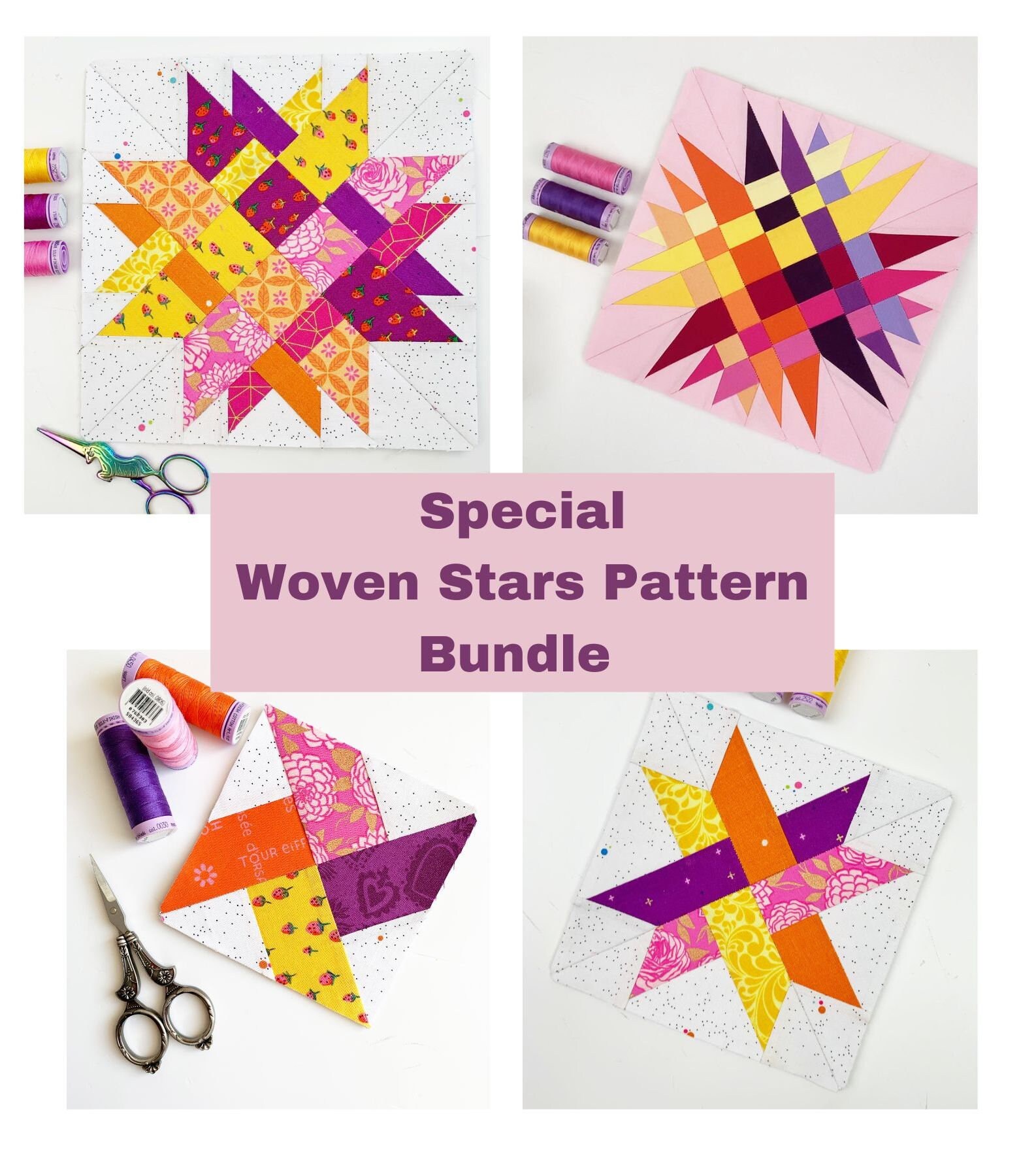 Woven Star Pattern Bundle, PDF Instant Download, Foundation Paper ...