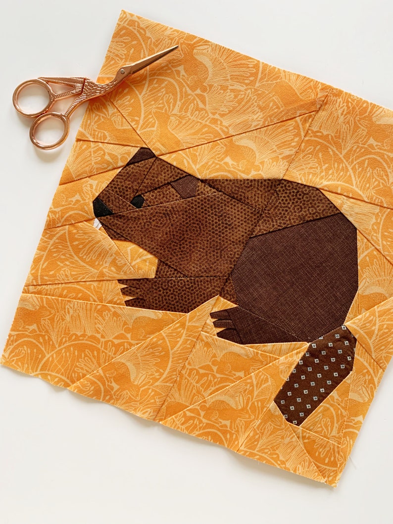 Beaver Paper Piecing Pattern PDF Sewing Pattern Foundation Etsy