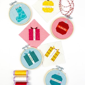 Christmas Mini Pattern, Quilted Christmas ornaments FPP pattern, PDF instant download, Modern Christmas DIY Pattern