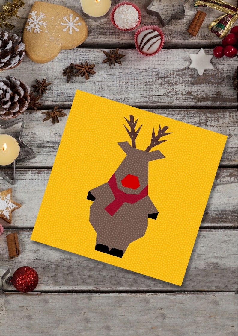 Rudolph Block Letters Rudolph Quilt Block, 4 Sizes PDF Instant Download, Foundation Paper ...