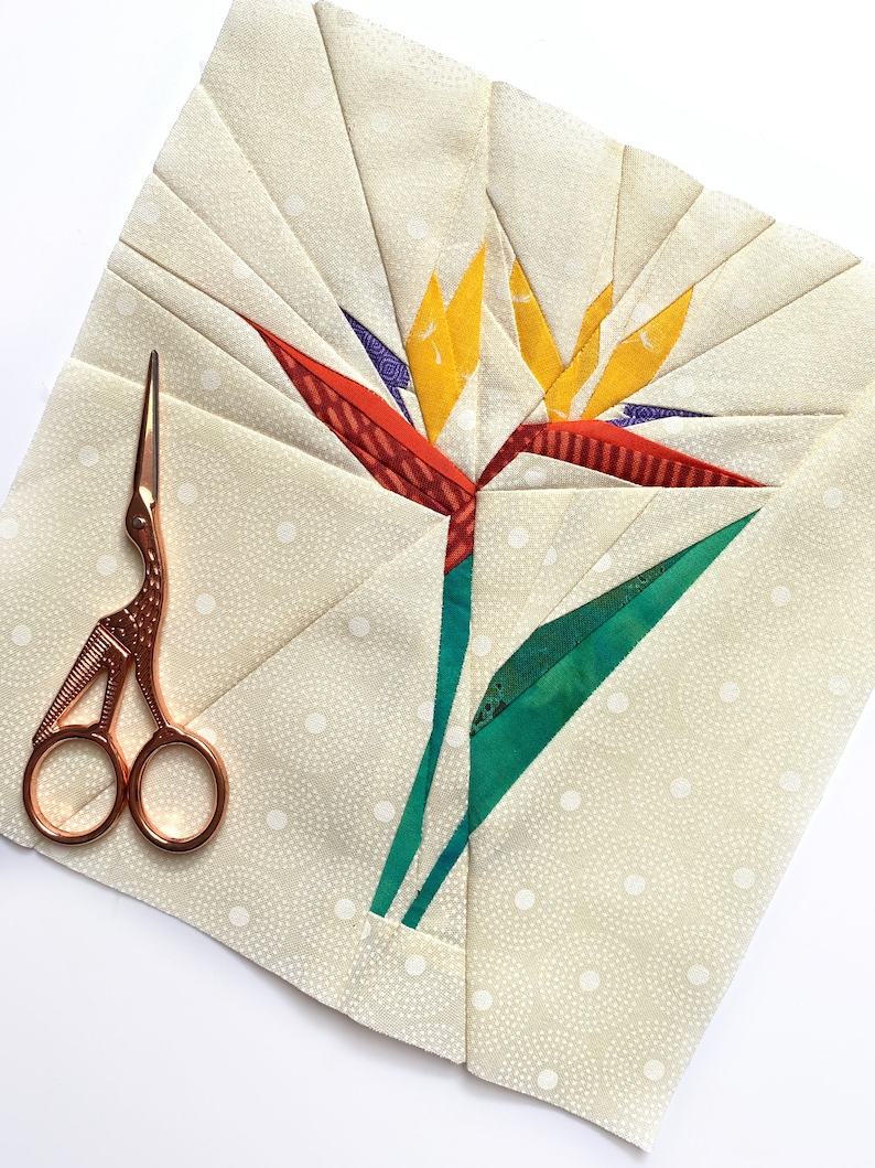 Tropical Flowers Quilt Block Pattern Flower Set of 3 PDF Etsy Australia