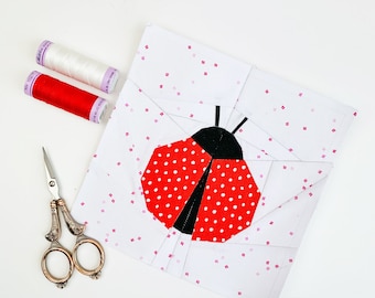 Marienkäfer Quilt-Block-Muster: Grundmuster (PDF Download)