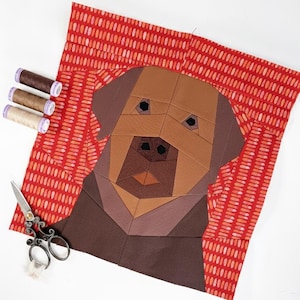 Labrador-quiltblokpatroon: hondenfoundation paper pieced patroon (pdf-download)