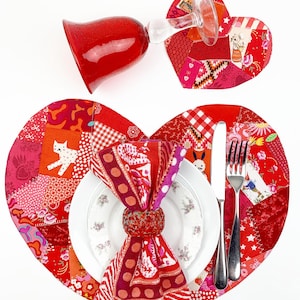 Heart Placemat Sewing Pattern: Patchwork Coaster & Mug Rug (PDF Pattern)