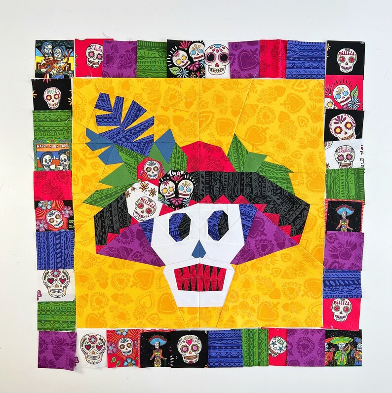 La Calavera Catrina Quilt Block Pattern PDF Instant Download Etsy