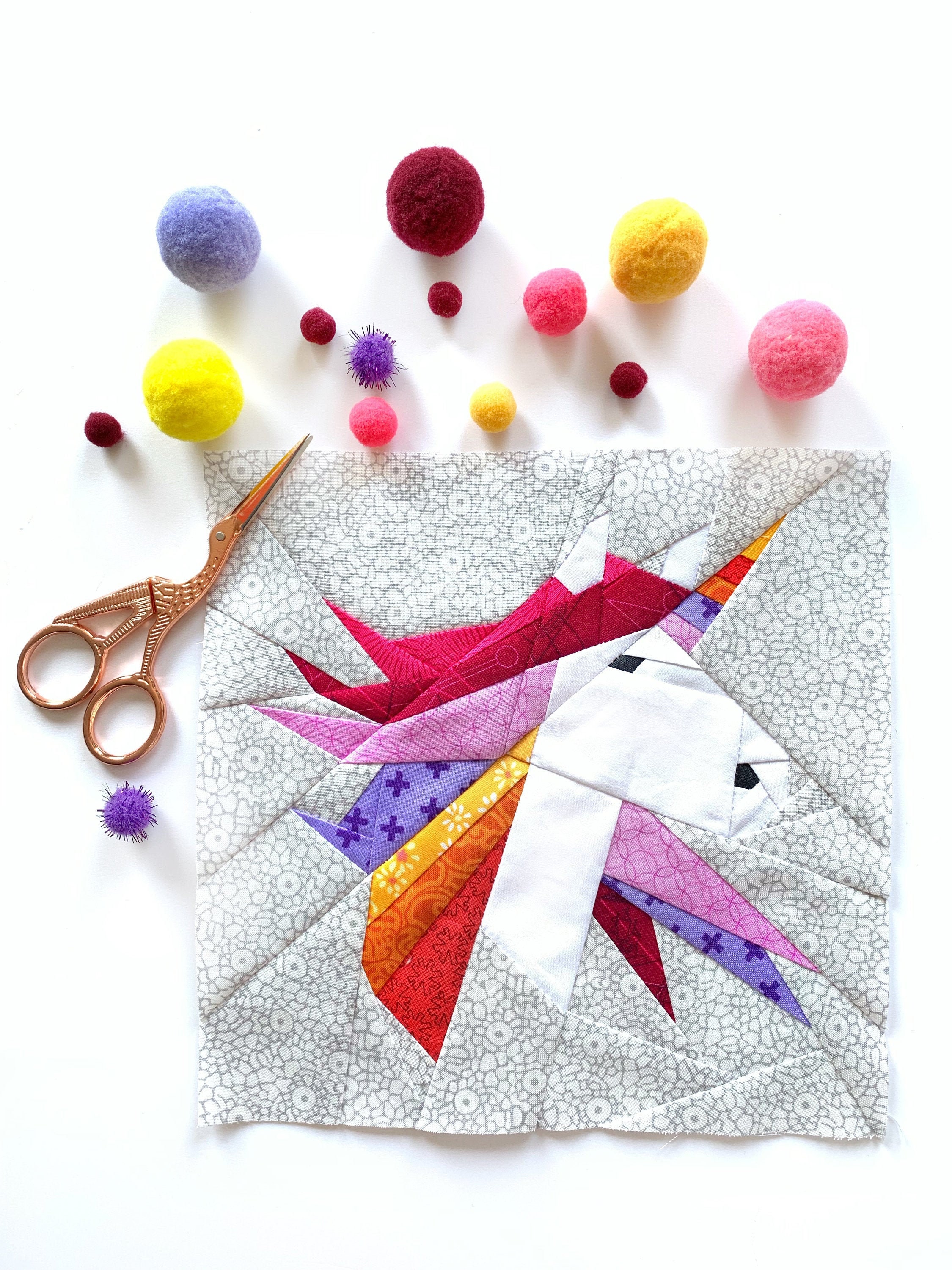 Unicorn Quilt Block Pattern PDF instant download Nursery Etsy