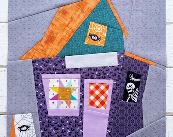 Haunted Quilt Shop Foundation Paper Piecing Pattern, Halloween Quilt Block PDF