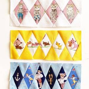 The ultimate diamond border quilt block pattern set of 12 different sizes for amazing quilt block borders, great beginner friendly quilt block pattern for stunning quilt borders.