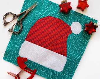 Santa's hat Quilt Block Pattern,  PDF instant download, Foundation Paper Piecing Pattern