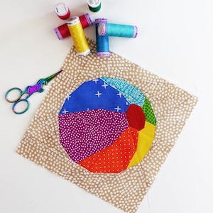 Beach Ball Paper Piecing Pattern: 8&quot;x8&quot; and 10&quot;x10&quot; Quilt Block (PDF Pattern)