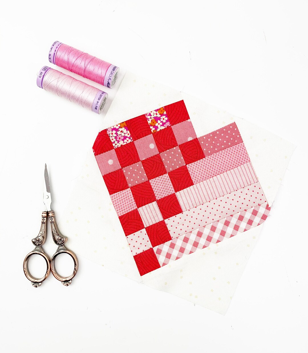 Woven Heart Quilt Block Pattern, 4 Sizes PDF Instant Download