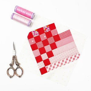 Woven Heart Quilt Block Pattern: Valentine&#39;s Day FPP (PDF Download)