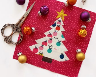 Christmas Tree Quilt Block, 5 sizes PDF instant download, Foundation Paper Piecing Pattern