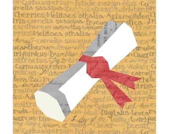 Graduation Diploma Quilt Block Pattern: Foundation Paper Piecing (PDF Download)