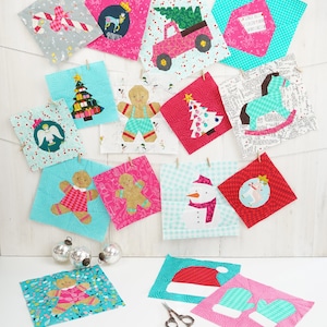 Christmas Quilt Pattern SET of 12 different blocks, PDF instant download, Christmas Decor, Modern Quilt Pattern