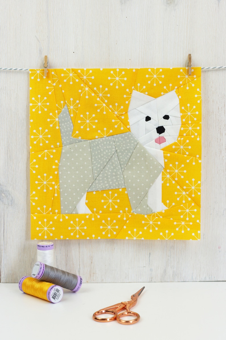 West Highland Terrier Quilt Block Pattern, PDF Instant download,Foundation Paper Piecing Pattern image 3