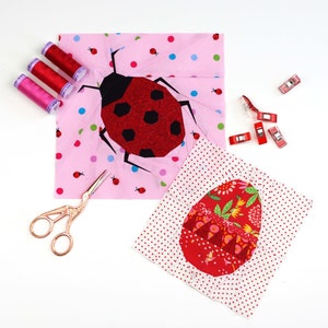 Lady bug Quilt Block Pattern, PDF instant download, Foundation Paper Piecing Pattern image 3