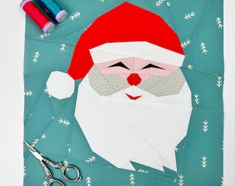 Santa Claus Quilt Block, 4 sizes PDF instant download, Foundation Paper Piecing Pattern