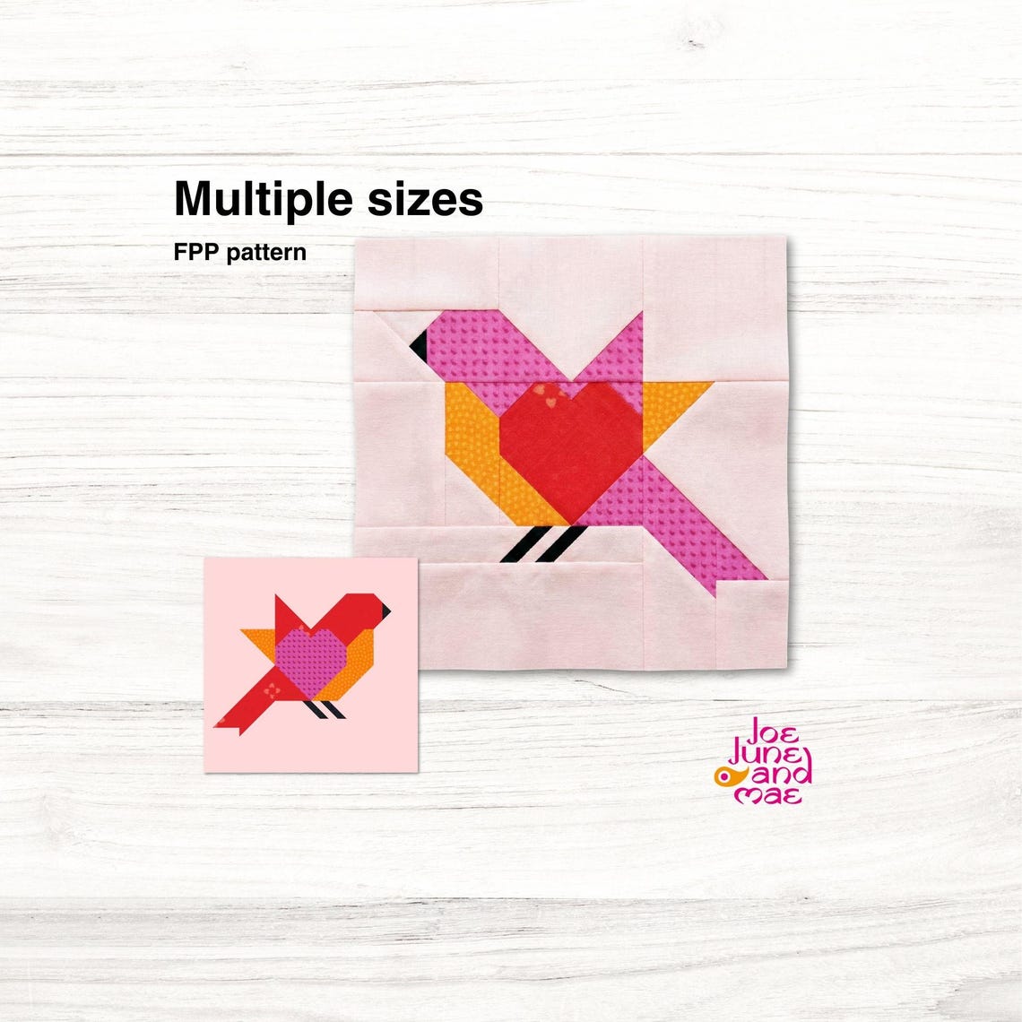 Bird Quilt Block 5 Sizes PDF Instant Download, Birds FPP Pattern. - Etsy