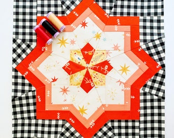 Star Quilt Block Pattern,  PDF instant download, Christmas Decor, Modern Quilt Pattern