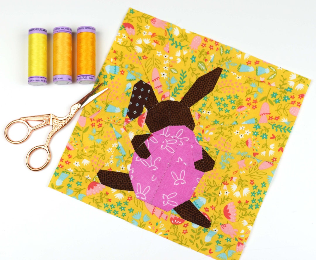 Bunny With Egg Quilt Block Pattern: Easter Foundation Paper Piecing ...