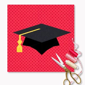 Mortarboard Quilt Block Pattern: Graduation Cap FPP (PDF Download)