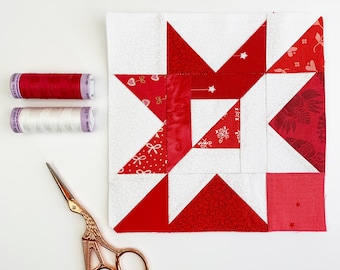 Yin-Yang Star Quilt Block Pattern: Foundation Paper Piecing (PDF Download)