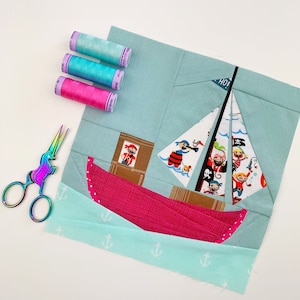 Sailboat Quilt Block Pattern 4 sizes: Nautical Decor (PDF Download)
