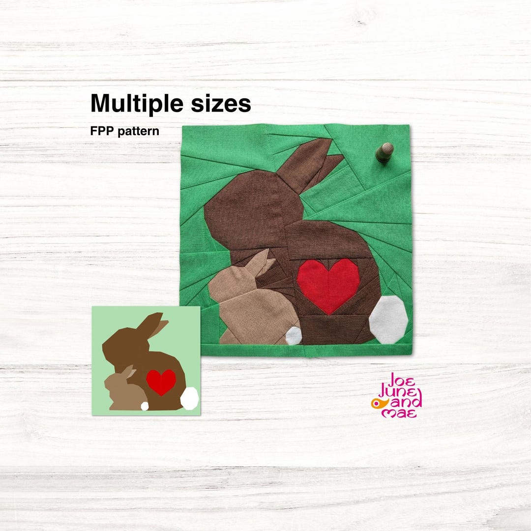 Bunny 5 Sizes Quilt Block Pattern: Foundation Paper Pieced, PDF Pattern ...
