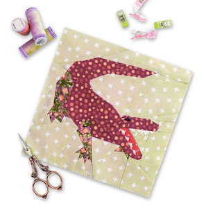 Alligator Pattern, 3 sizes PDF Instant download, Foundation Paper Piecing Quilt Block Pattern