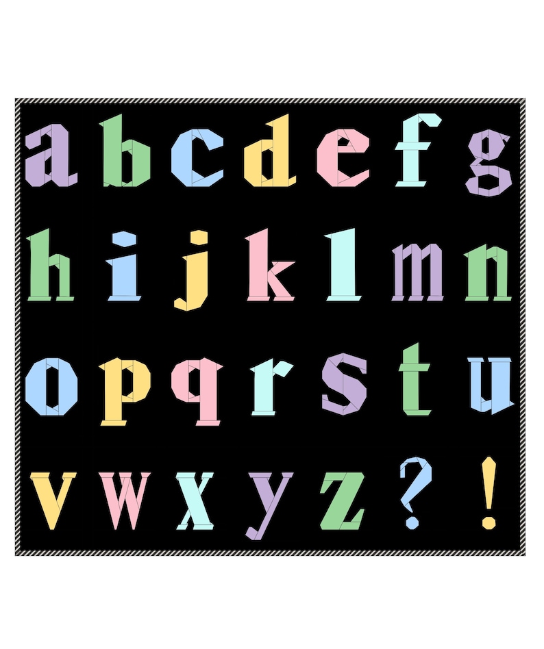 Alphabet FPP Quilt Block Pattern Set: Lowercase ABC Initials (digital ...