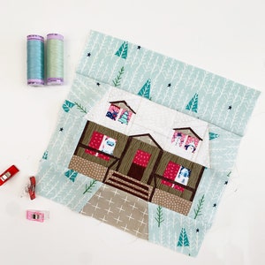 Cottage Quilt Block, 4 sizes PDF instant download, Foundation Paper Pieced