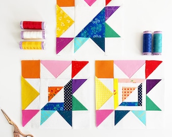 Yin-Yang Star Bundle, 8 sizes each PDF instant download, Foundation Paper Piecing Pattern