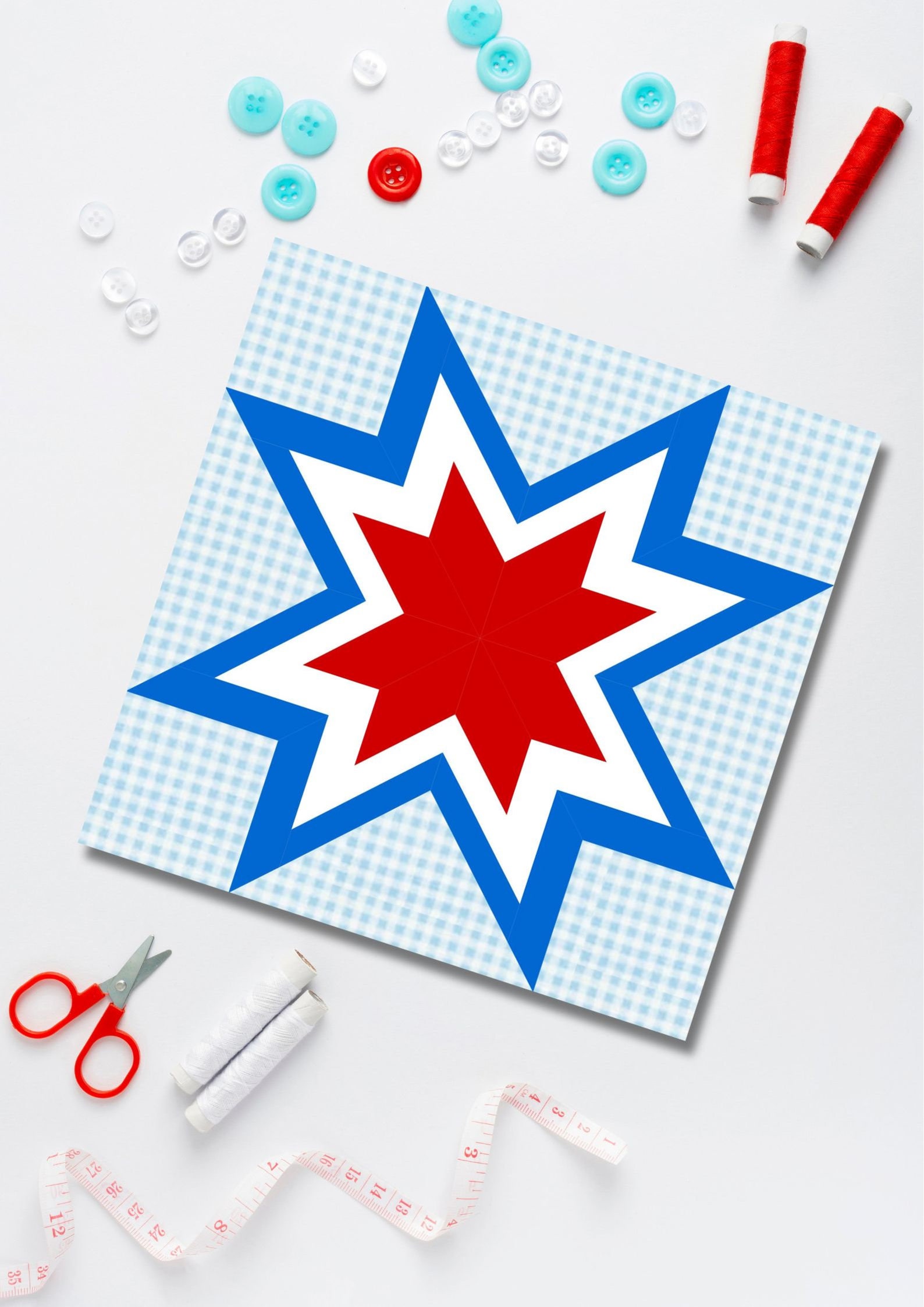 Triple Star Pattern Triple Star Quilt Block, 4 Sizes PDF Instant Download, Foundation Paper ...