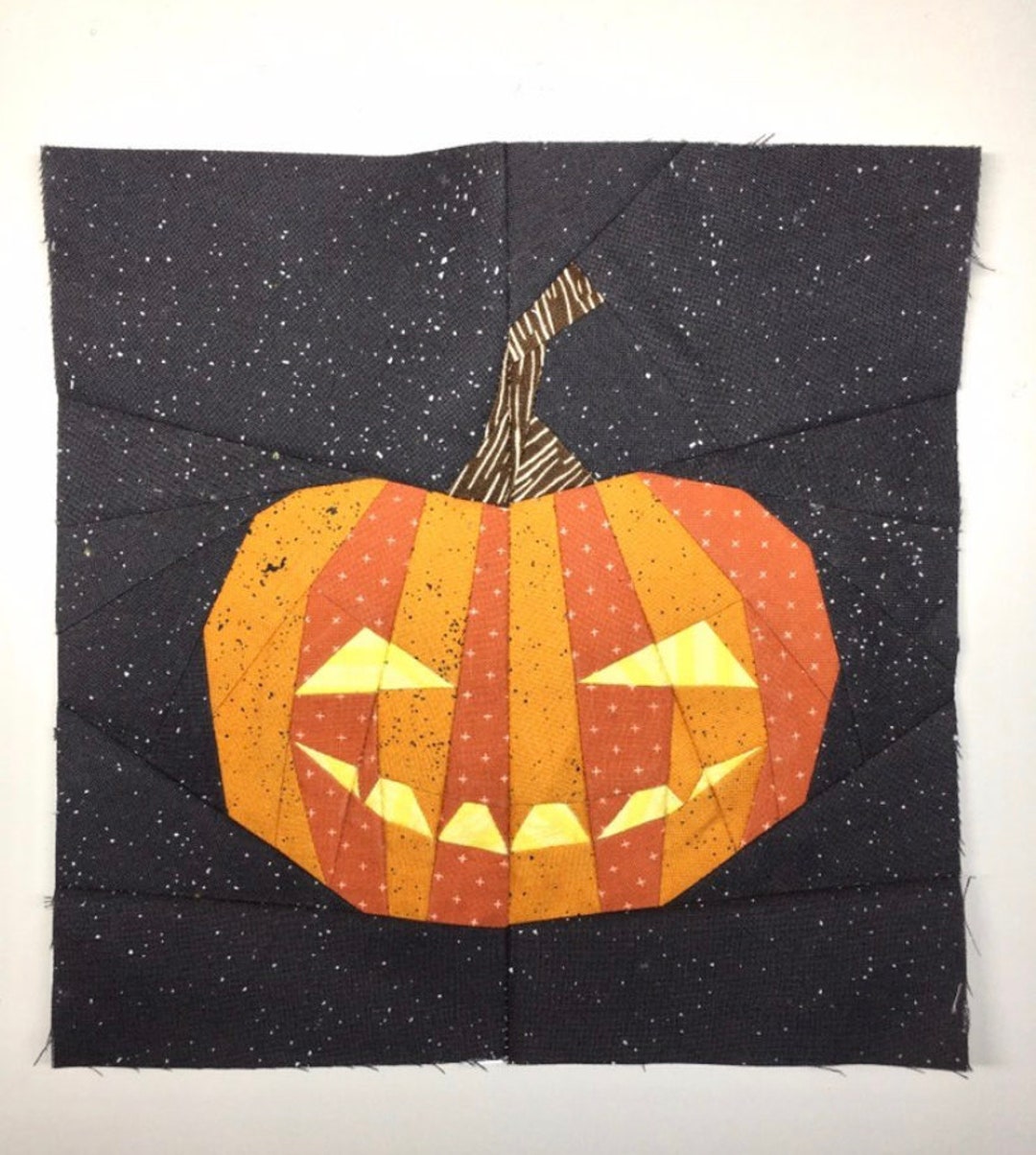 Jacko'lantern Quilt Block Pattern 4 Sizes PDF Instant Etsy