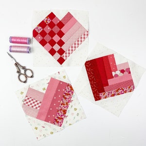 3 Heart Pattern Bundle, 3 Quilt Block Pattern, 4-6 Sizes Each, PDF ...